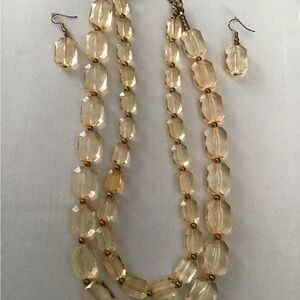 Paparazzi Gold and Cream Beaded Necklace Set